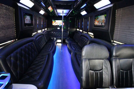Leather seats on party bus