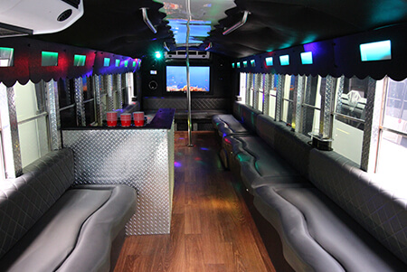 bar areas on limo bus
